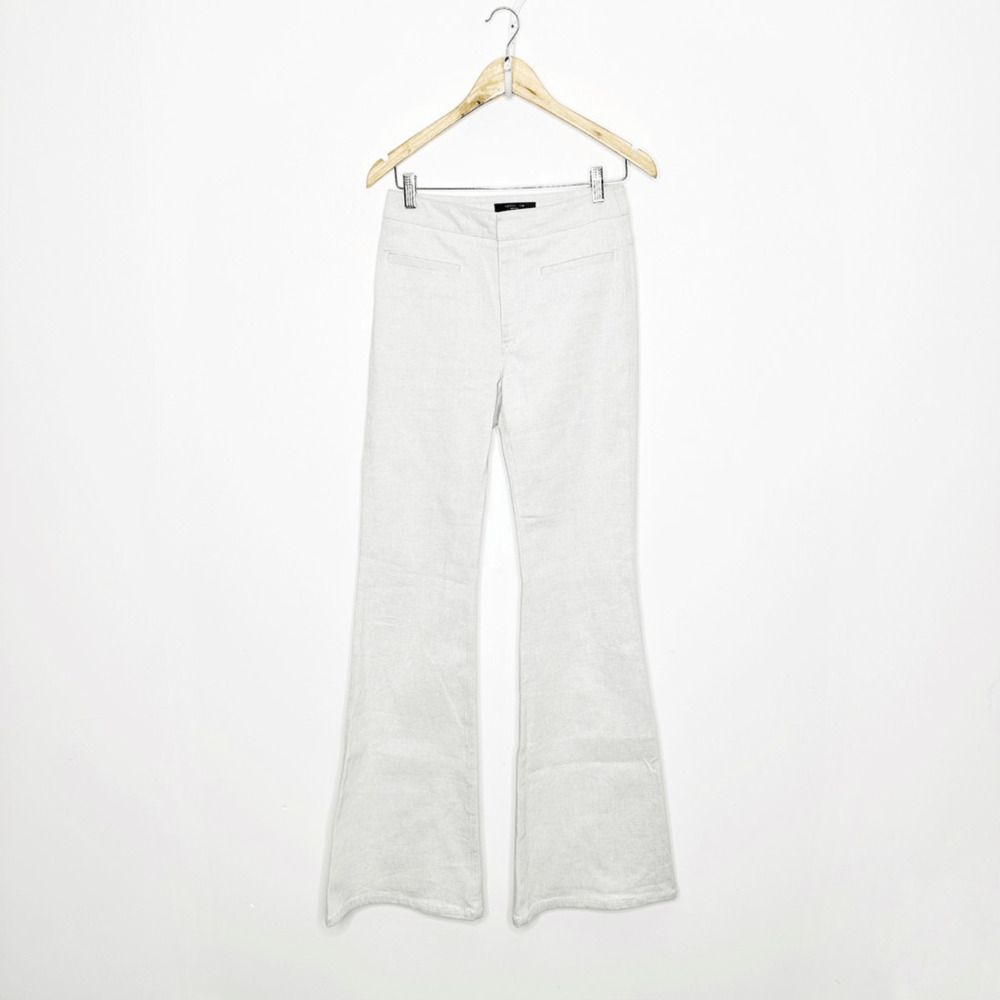 DEREK LAM NEW YORK Wide Leg Flare Trouser Gray knit cotton high rise size US 2